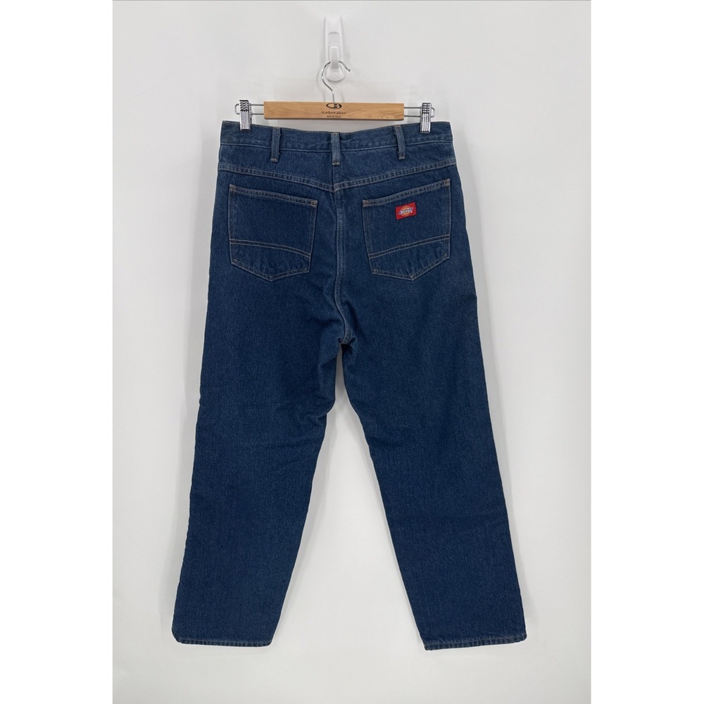 Dickies Men's Flannel Lined Dark Wash Classic Straight Leg Size 34X30 Workwear